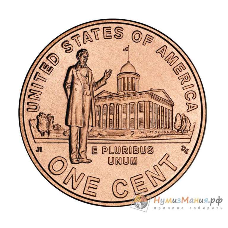 (2009d) Монета США 2009 год 1 цент  3. Карьера юриста 200-летие Линкольна Цинк, покрытый медью  UNC