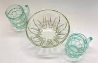 Салатник + 2 пивные кружки, цветное стекло