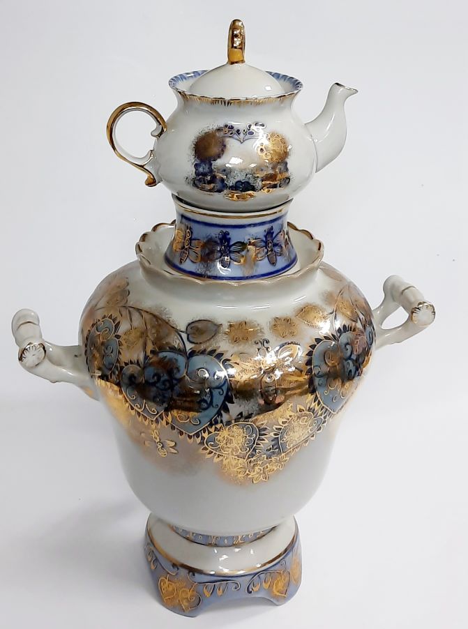 Самовар &quot;Пчелка&quot;, Коростенский фарфор. завод, автор Трегубова, клеймо, СССР, небольшой ремонт