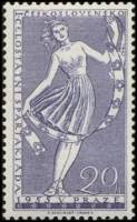 (1955-028) Марка Чехословакия "Танцовщица"    1-я Национальная спартакиада, Прага III Θ