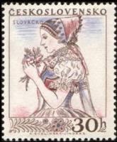 (1956-047) Марка Чехословакия "Подлужи, Моравия"    Народные костюмы III Θ