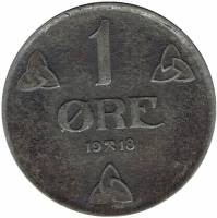 (№1918km367a) Монета Норвегия 1918 год 1 Oslash;re