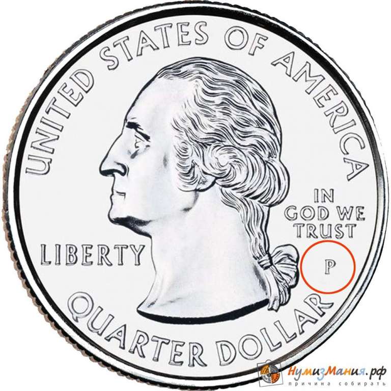 (040p) Монета США 2006 год 25 центов &quot;Южная Дакота&quot;  Вариант №1 Медь-Никель  COLOR. Цветная