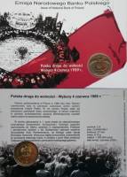 172 Монета Польша 2009 год 2 злотых Выборы 4 июня 1989 года  Латунь  UNC