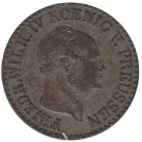 Монета Пруссия 1860 год 1/2 гроша (1/60 талера) А, VF