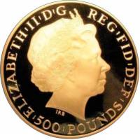 (№2013) Монета Великобритания 2013 год 500 Pounds (Британия - Золото)