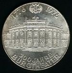 (,) Монета Австрия 1976 год 100 шиллингов   Серебро Ag 640  UNC