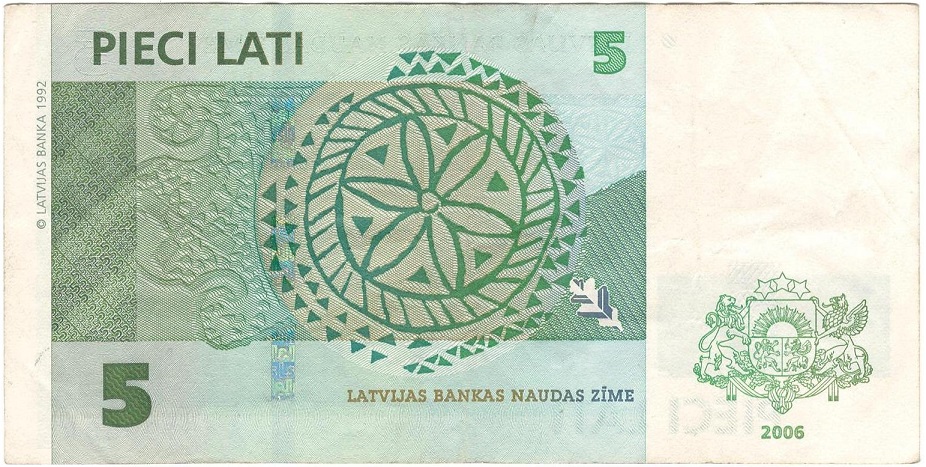 (2006) Банкнота Латвия 2006 год 5 лат &quot;Дуб&quot;   VF