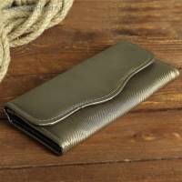 (2307188) Кошелек жен. "Волны" 18*9*1,5см, д/монет, на клапане. Коричневый