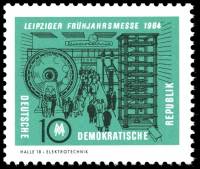 (1964-010) Марка Германия (ГДР) "Электротехника"    Ярмарка, Лейпциг III Θ