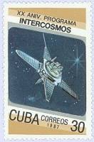 (1987-016) Марка Куба "Молния-2"    20 лет программе Интеркосмос II Θ