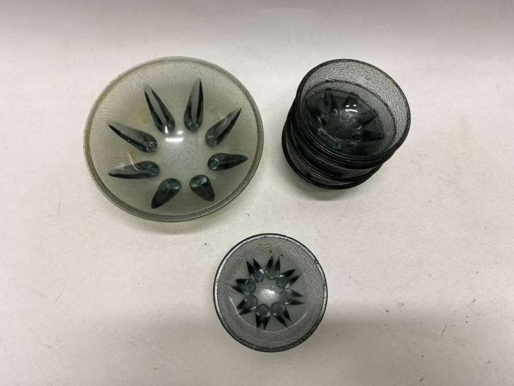 Икорница цветное стекло 6 предметов