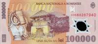 (,) Банкнота Румыния 2003 год 100 000 лей "Николае Григореску"   UNC