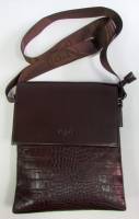 Сумка мужская "Polo" на ремне, Кожа, 1 отделение + карман, Коричневая