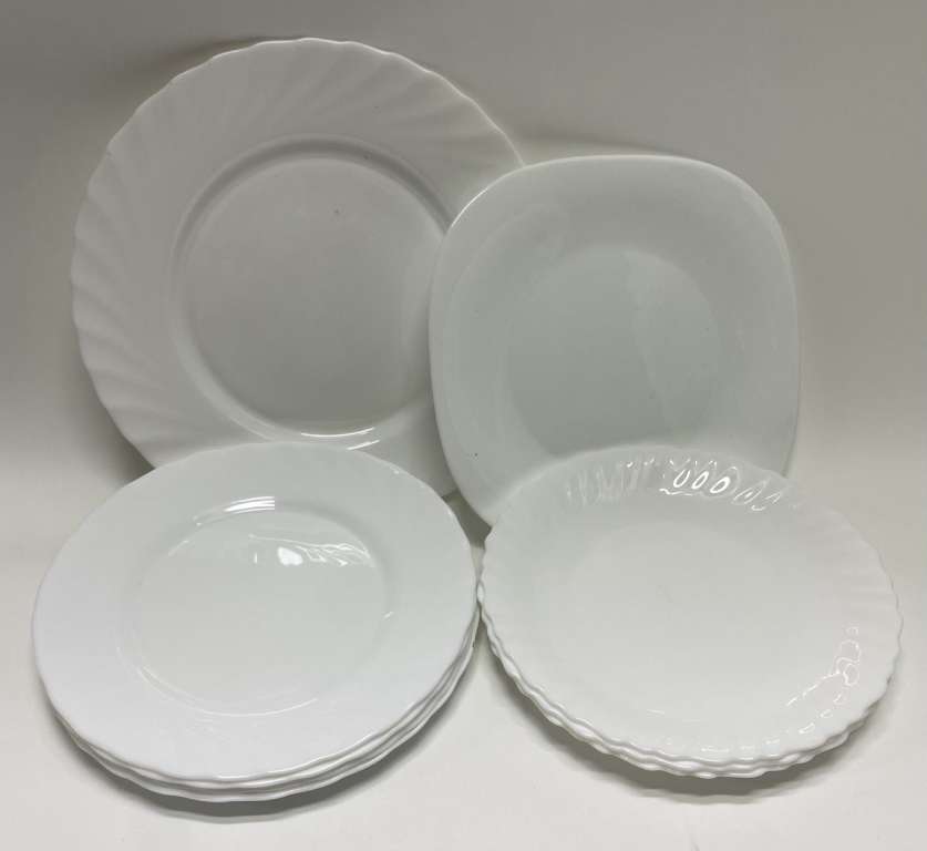 Тарелки стеклокерамика белые 9шт (4 вида) 