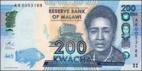 Банкнота Малави 2013 год 200 квача Роуз Чибамбо   UNC