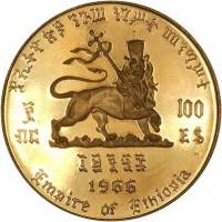 (№1966km41) Монета Эфиопия 1966 год 100 Dollars (75-летний юбилей - 50-летие царствования)