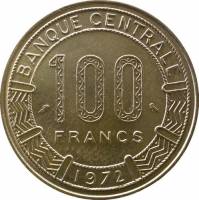 () Монета Республика Конго 1971 год 100 франков КФА ""  Акмонитал (Fe/Cr/Si)  UNC