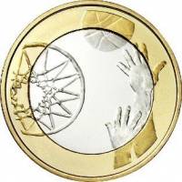 (038) Монета Финляндия 2015 год 5 евро "Баскетбол" 2. Диаметр 27,25 мм Биметалл  VF