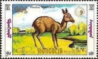 (1990-022) Марка Монголия "На лугу"    Фауна Монголии. Кабарга III Θ