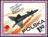 (1973-048) Марка Польша "Ракета"    30-летие Польской народной Армии III Θ