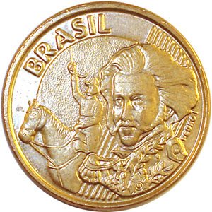  Монета Бразилия 2003 год 100     Сталь, покрытая Бронзой  UNC