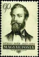 (1954-048) Марка Венгрия "Мор Йокаи (Черно-оливковая)"    50 лет со дня смерти Мора Йокаи I Θ