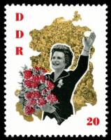 (1963-062) Марка Германия (ГДР) "Терешкова на митинге"    Космонавты III Θ
