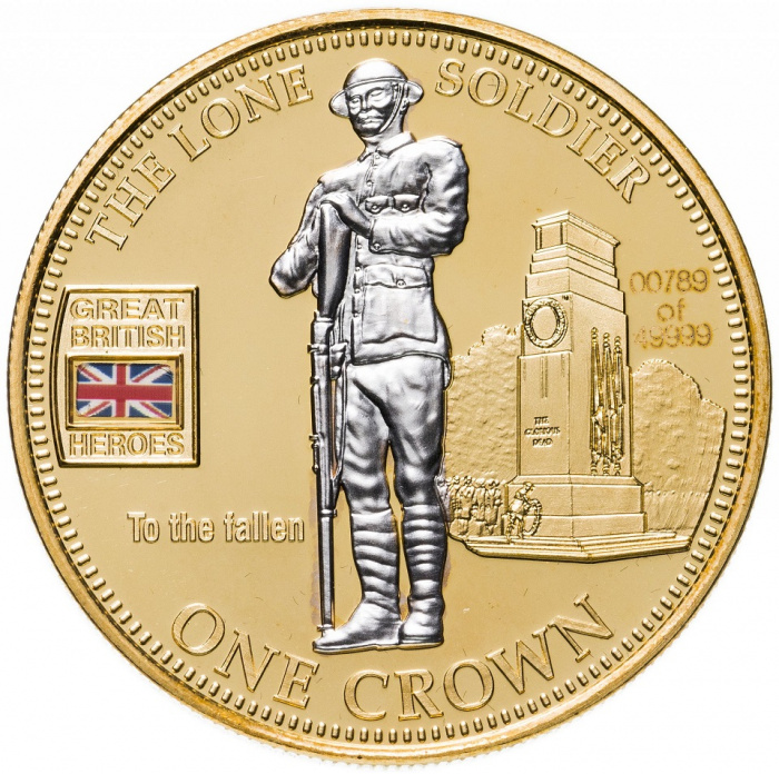 (2010) Монета Тристан да Кунья 2010 год 1 крона &quot;Одинокий солдат&quot;  Золочение  PROOF