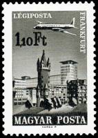(1966-084) Марка Венгрия "Франкфурт"    Авиационные почтовые марки: города и самолеты III Θ