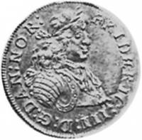 (№1665km71) Монета Норвегия 1665 год 1/8 Speciedaler