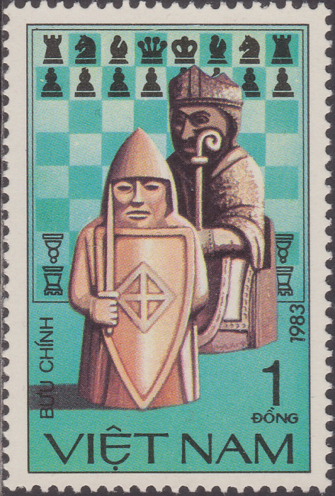 (1983-053) Марка Вьетнам &quot;Шотландский рыцарь и епископ&quot;    Шахматные фигуры III Θ