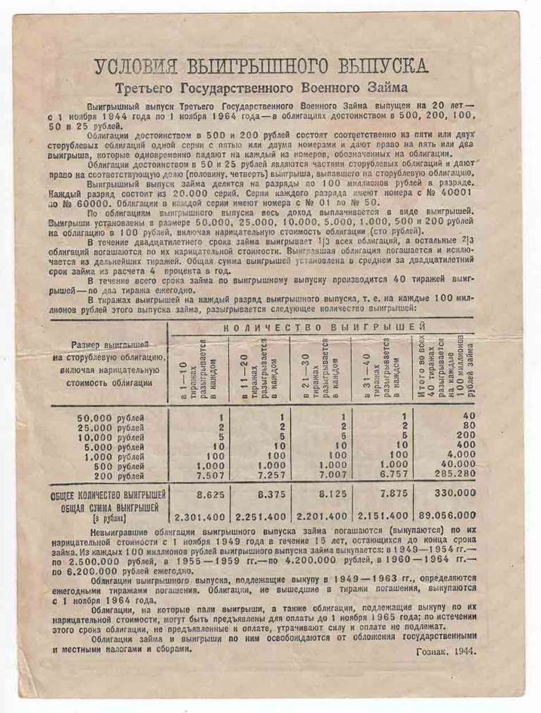 () Банкнота СССР 1944 год 50  &quot;&quot;   VF