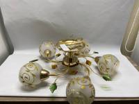 Люстра потолочная 6 плафонов, металл, стекло, напыление