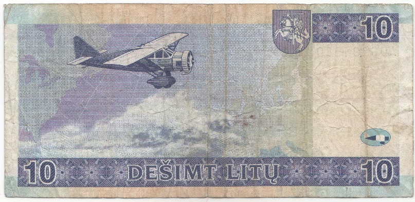 (1997) Банкнота Литва 1997 год 10 лит &quot;Стяпонас Дарюс и Стасис Гиренас&quot;   VF