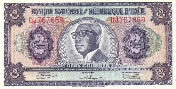(№1968P-197a) Банкнота Гаити 1968 год &quot;2 Gourdes&quot;