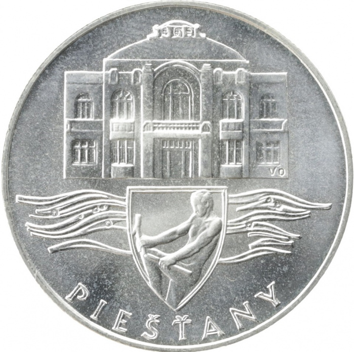 (1991) Монета Чехословакия 1991 год 50 крон &quot;Пьештяни&quot;  Серебро Ag 500  UNC
