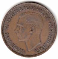 (1945) Монета Великобритания 1945 год 1 пенни "Георг VI"  Бронза  VF