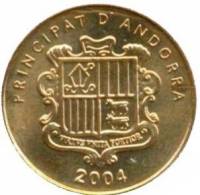 (№2004km234) Монета Андорра 2004 год 5 Cegrave;ntims (Леди Canolic)