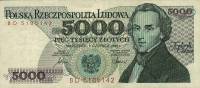(1986) Банкнота Польша 1986 год 5 000 злотых "Фредерик Шопен"   UNC