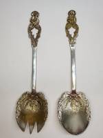 Набор столовых приборов старинные ложки для салата серебрение Франция