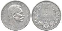 (1912) Монета Сербия 1912 год 1 динар "Пётр I"  Серебро Ag 835  XF