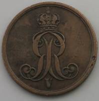 (№1853km221 (hannover)) Монета Германия (Германская Империя) 1853 год 1 Pfennig