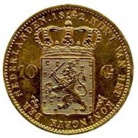 () Монета Нидерланды (Голландия) 1842 год 10  ""   Биметалл (Платина - Золото)  UNC