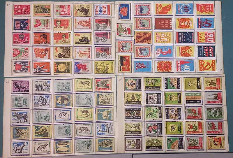 Набор спичечных этикеток, разные темы (16 альбомных листов)