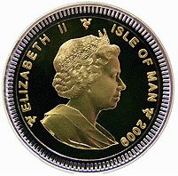 (№2009) Монета Остров Мэн 2009 год 1 Noble (15-летний юбилей британский благородный - серебро/золото