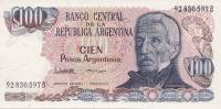 (,) Банкнота Аргентина 1984 год 100 песо аргентино "Хосе де Сан-Мартин"   UNC