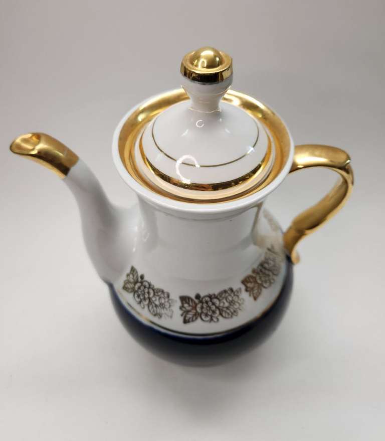 Кофейник кобальт позолота Полонное