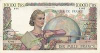 (№1950P-132c.1) Банкнота Франция 1950 год "10,000 Francs" (Подписи: J)