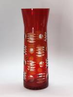 Ваза рубиновое стекло СССР ручная резка высота 30 см